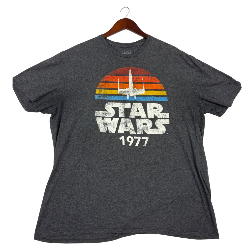 Star Wars 1977 T Shirt Mens XXL Gray Retro X-Wing Sunset Graphic Mad Engine